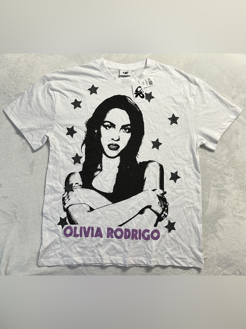 '24 OLIVIA RODRIGO women's white black star graphic tee, M. NWT.